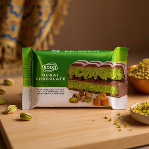 Chocolat au lait de pistache de Dubaï avec saveur de noix et de pistache, pâtons de pâtisserie verts grillés G.65 X 10, qualité supérieure - Product Image 3