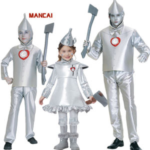 Conjunto de Disfraces Temáticos para Padres e Hijos, Disfraz de Película para Juego de Roles, Pantalones y Vestido para Carnaval, Halloween, Purim, <span class=keywords><strong>Cuento</strong></span> de Hadas, Disfraz de Hombre de Hojalata Plateado - Product Image 1