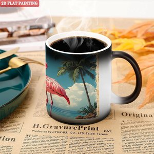 Mug personnalisé imprimé 11oz en céramique noire givrée sensible à la chaleur, tasse vierge thème festival - Product Image 5