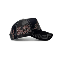 Gorra Trucker de Malla Personalizada con Bordado de Calavera y Gallo, Estilo Urbano Vintage con Llama, de 5 Paneles, Unisex