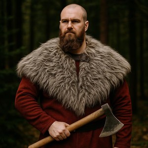 Fullyoung Capa de Hombro Unisex Medieval Vikinga de Piel Sintética de Poliéster, Chal con Cuello de Piel Renacentista para TV, Cine, Halloween, LARP y Cosplay - Product Image 4