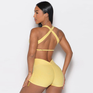 Offre Spéciale : Ensemble de Sport 4 Pièces pour <span class=keywords><strong>Femme</strong></span> – Tenue de Fitness Unie avec Soutien-Gorge de Sport, Haut de Yoga, <span class=keywords><strong>Legging</strong></span> d'Entraînement et Short - Product Image 2