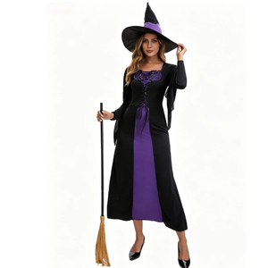 Disfraz De Bruja Lila Para Mujer | Set 3 Piezas Con Capa, Sombrero Y Guantes Para Halloween Y Cosplay