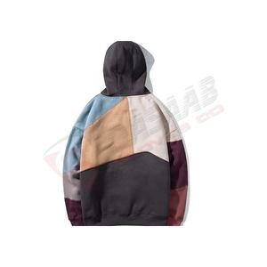 Haute qualité grande taille Patchwork hommes mode surdimensionné couleur mélangée pull rue hiver à capuche Logo personnalisé - Product Image 3