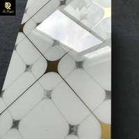 Carrelage de salle de bain Springletile Foshan, aspect jet d'eau, céramique polie, brillant, émaillé, pour murs et sols, blanc et or