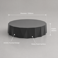 Table basse ronde à facettes minimaliste, structure solide pour salon, chambre et usage commercial hôtelier