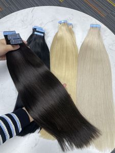 Extensioni per <span class=keywords><strong>capelli</strong></span> umani naturali con nastro adesivo, 100% <span class=keywords><strong>veri</strong></span>, grezzi, vergini, Remy, russi - Product Image 2