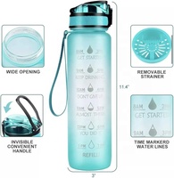 Bouteille d'eau de sport portable sans BPA, de qualité alimentaire, couleur personnalisée, 32 oz/1 L, anti-fuite, avec cordon