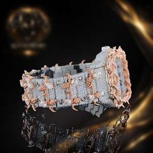 นาฬิกาทรงมงกุฎหนามสุดเท่ออกแบบได้ตามต้องการตัวเรือนประดับเพชรขอบสีโรสโกลด์ประดับเพชรหน้าปัดทรงสี่เหลี่ยมสำหรับผู้ชายนาฬิกาฮิปฮอปแบบคว่ำหน้า - Product Image 1