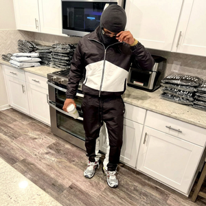 OEM <b>Men's</b> Custom Logo <b>Zip</b> Up Nylon <b>Jacket</b> Top Flared Sweatpants Two Piece Sets Windbreaker Tracksuit Jogger Pants Set <b>Men</b> - Product Image 3