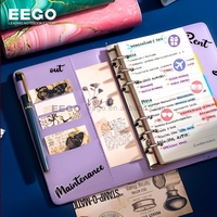Carnet en cuir PU A5 A6 avec reliure à 6 anneaux, couverture de planificateur, classeur budgétaire, carnet de notes aux couleurs estivales pour filles