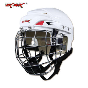 Casque de hockey sur glace professionnel de gros pour joueurs, toutes tailles, couleur blanche, avec grille de protection intégrée - Product Image 1
