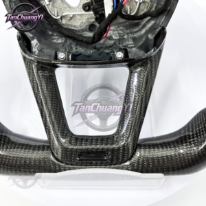 Volant de voiture en fibre de carbone avec cuir perforé blanc et poignées noires pour <span class=keywords><strong>Audi</strong></span> A3 A4 A5 - Vente flash - Product Image 3