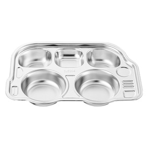 Cartoon Stainless Steel Lunch Plate 304 For Kids Kindergarten Meal Tray Bear Shape - Product Image 4