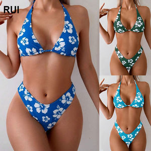 RUIQUWIN Ensemble de bikini sexy personnalisé pour femmes, dos nu, push-up, vêtements de plage, maillots de bain imprimés pour les vacances et les fêtes - Product Image 1