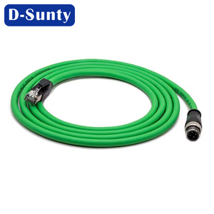 D-sunty SFTP CAT6 Industrial M12 <b>RJ45</b> Male Female 8-Conductor Solid Copper <b>Cable</b> 1Gbps 250MHz Nickel Plated PVC 100m - Product Image 4