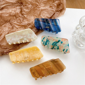 ก้ามปูรูปทรงเรขาคณิตของฝรั่งเศส,อุปกรณ์เสริมสำหรับผมหนาเรียบง่ายหรูหราหินอ่อนอะซิเตทจับแน่นผู้หญิงคลิปหนีบผม - Product Image 1