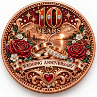 Pièce commémorative personnalisée en cuivre pur 999 de 1 oz pour anniversaire de mariage, haute définition, imprimée UV, objet de collection, cadeau souvenir, artisanat métallique