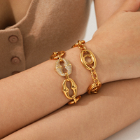 H&C Bijoux en Acier Inoxydable Vente en Gros Bracelets Chaîne Maillons Plaqué Or 18K pour Femme, Tendance et Personnalisés, avec Zircon, Accessoires Féminins