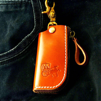 Porte-clés en cuir gaufré avec motif personnalisé/logo pour clé de voiture, organisateur de clés de maison en cuir de haute qualité