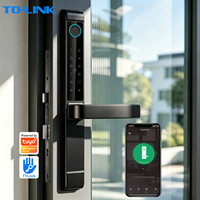 Kunci Pintu Pintar Tolink Musim Baru Tuya Wifi Tahan Air Sidik Jari Digital Bingkai Aluminium Tipis Berbingkai Kaca