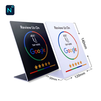 Support de signalisation Google Review en forme de L pour comptoir avec lecture NFC et code QR, et impression personnalisée