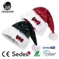 Großhandel Maßgefertigte Pailletten-Weihnachtsmütze Unisex Festliche Feiertags-Party-Weihnachtsmützen Glitzernde Xmas-Kopfbedeckung Party-Accessoire