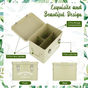 Green Metal Garden <strong>Seed</strong> <strong>Storage</strong> Box <strong>Seed</strong> Packet <strong>Storage</strong> with Lid and Lock for Gardening Organization - Product Image 3