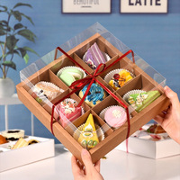 Boîte à lunch d'extérieur jetable à 9 grilles carrées en papier kraft pour les pique-niques Desserts Fruits Tartes aux œufs Gâteaux Pots chauds pour le stockage des aliments