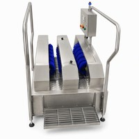 Machine de nettoyage industrielle pour chaussures, laveuse automatique de semelles et de tiges de bottes avec passage bidirectionnel et cadre en acier inoxydable