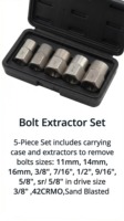 Jeu d'extracteurs de boulons de qualité industrielle, 5 pièces, avec entraînement de 3/8 po, finition sablée, garantie 1 an