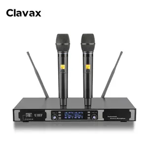 Clavax 2 قنوات المهنية الكاريوكي ميكروفون لاسلكي محمول باليد نظام ميكروفون UHF التكنولوجيا لأداء المرحلة