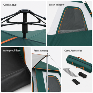 Carpa de <span class=keywords><strong>Camping</strong></span> de Cuatro Estaciones de Montaje Rápido, con Postes de Fibra de Carbono, Base Impermeable, Apertura Automática, Refugio Exterior para 3-4 Personas, Protección UV - Product Image 3