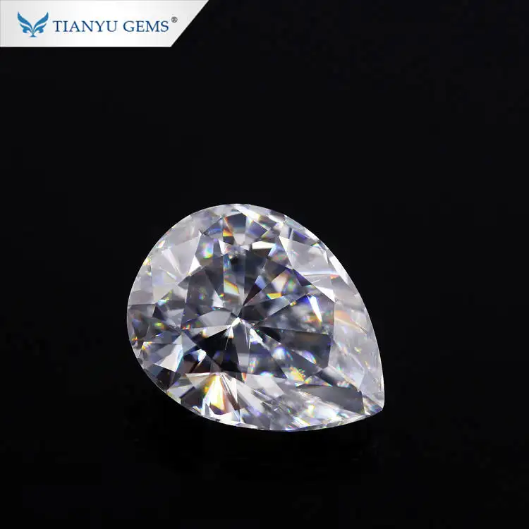 Tianyu factory wholesale Crushed Ice Cut Foreverone DEF white pear shape5x7mm Moissanite loose stones for wedding band rings