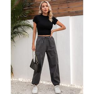 Camiseta Corta sin Espalda para Mujer, Cuello Alto, Manga Corta, Ajustada, Estilo Casual Y2K, Moda Verano 2023 - Product Image 5