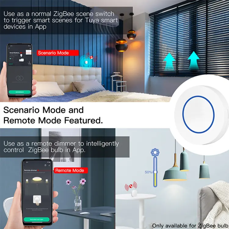 Tuya Smart Wireless screen Switch Remote Control tombol bulat otomatisasi rumah pintar