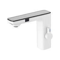 Robinet de lavabo monotrou de style moderne avec capteur intelligent mitigeur d'eau chaude et froide Robinet d'évier de salle de bain en laiton sans contact pour salle de bain