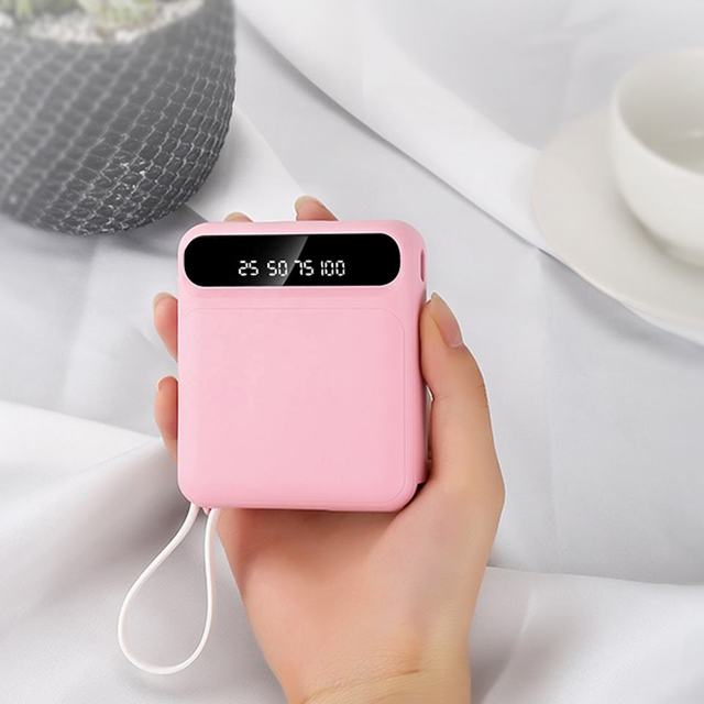 Ultra Slim Power Bank 5000-10000mah 20000 mAh Ultra Thin Power Bank with Built in Cable with USB-C Plug and Torch And Krychain