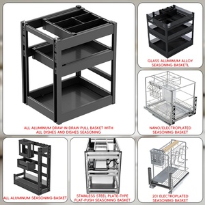 TIANYI Modern Multi-Function Stainless Steel Aluminium <b>Kitchen</b> Cabinet <b>Pull</b>-<b>Out</b> <b>Basket</b> Organizer Slide-<b>Out</b> Storage Shelf Rack - Product Image 4