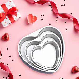 Moule à gâteau en forme de cœur, antiadhésif, en aluminium écologique, compatible four/micro-ondes, avec fond amovible, 4/6/8/10 pouces, best-seller - Product Image 4