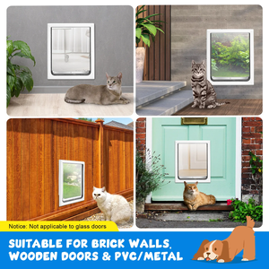 PAWISE 2 voies de verrouillage sûr Brushy mur de sécurité en métal coulissant dans le panneau verrouillable Pet Cat Dog Flap Door - Product Image 6