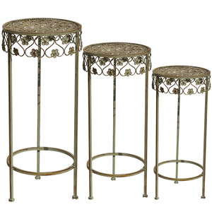 Ensemble de trois supports à fleurs hauts de style pastoral, combinaison de supports pour plantes en <span class=keywords><strong>pot</strong></span> (Pothos), décoration de <span class=keywords><strong>balcon</strong></span> et d'escalier à niveaux, finition vieillie - Product Image 5