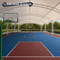 Structure de toit en membrane pour terrain de basketball, avec pignon multi-cones et treillis en acier, imperméable, résistante aux UV, translucide, taille personnalisée
