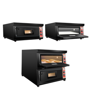 Four à pizza à gaz double italien de table pour restaurant, 400°C/450°C, avec pierre réfractaire - Product Image 3