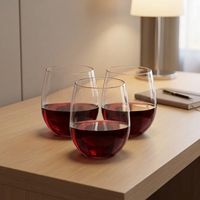 Gobelets en plastique PLA/PET jetables sans pied, haute clarté, multi-tailles, transparents comme du cristal, avec logo personnalisé pour fêtes, événements, vin de luxe