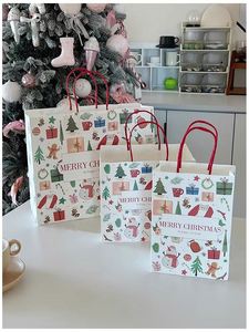 Sacs en papier kraft de Noël recyclables avec logo personnalisé, poignées torsadées, imprimés offset, sacs cadeaux et sacs shopping blancs - Product Image 5
