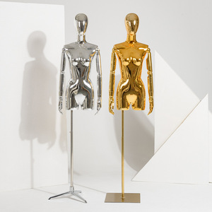 <strong>Free</strong> Standing Enceinte PP Material Gold Lingerie Glossy Female Model <strong>Mannequin</strong> Half Body With Egg Head - Product Image 4