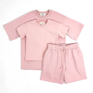 Zomer Custom Logo Kinderkleding 2 Stuk Kids Shorts T-Shirts Sets Jongens Meisjes Kleding Sets