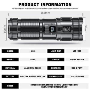 Có thể sạc lại 8-chế độ siêu sáng P50 COB LED Đèn pin lumen cao làm việc ánh sáng trường hợp khẩn cấp Cắm Trại Đi Bộ Đường Dài lớn pin DC điện - Product Image 2
