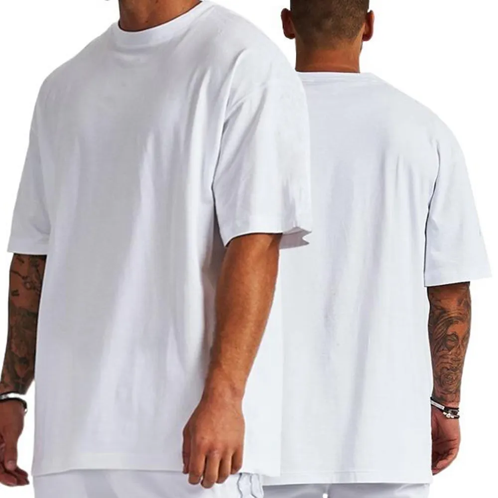 T-shirt unisexe en Polyester, vente en gros, blanc, marque pour hommes, en vrac, poids lourd, 100% coton biologique, de qualité, noir